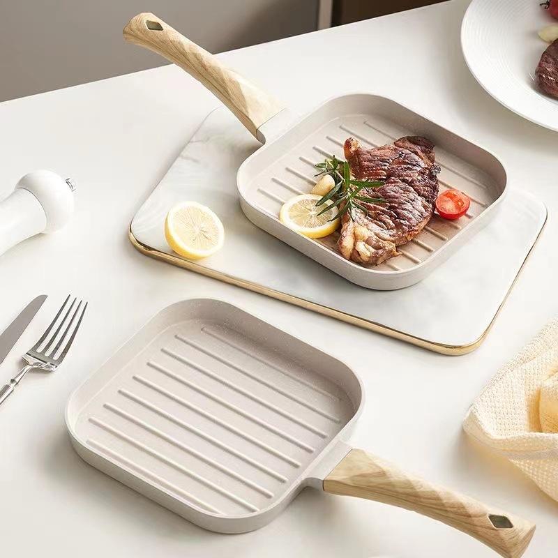 Premium Non-Stick Granite Frying Pan – Square Beef Steak Pan for Breakfast & Daily Cooking | Durable Granite Cookware Set