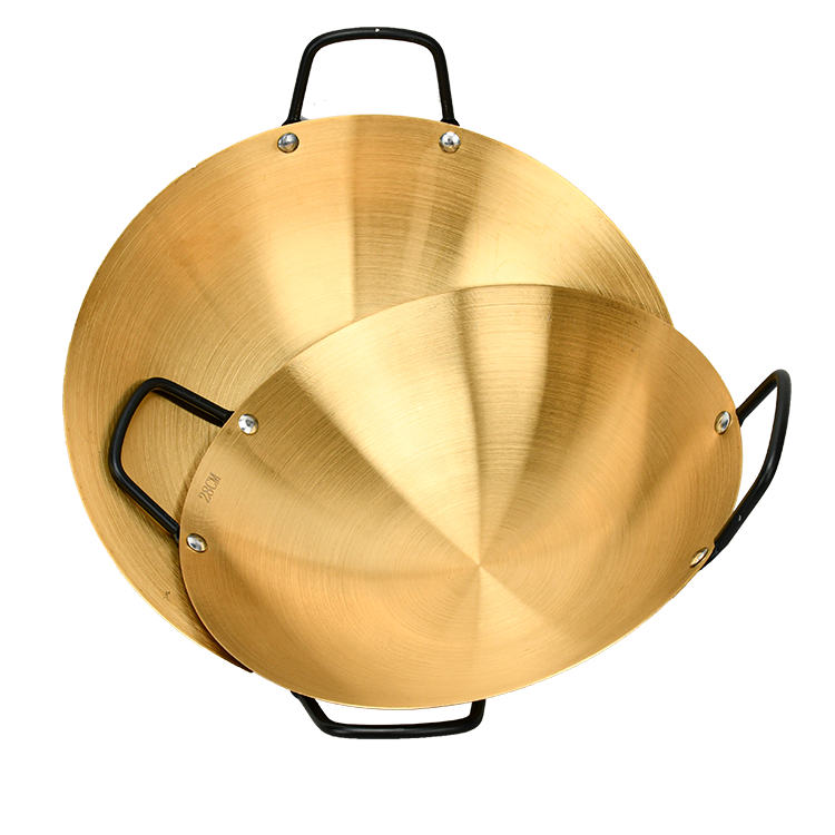 Gold Color Double Handle Wok &amp; Fry Pan
