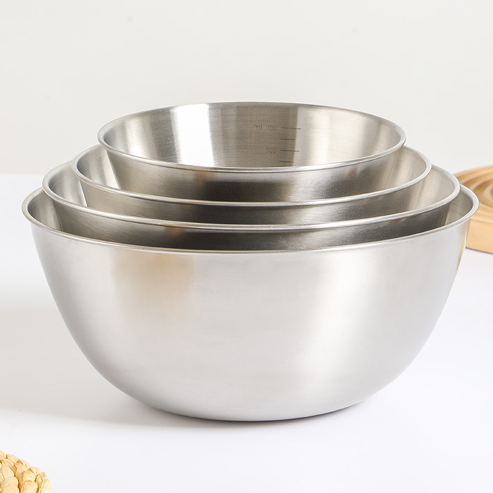 304 Stainless Steel Mixing Bowl with Scale – Large Capacity, Eco-Friendly Kitchen Bowl