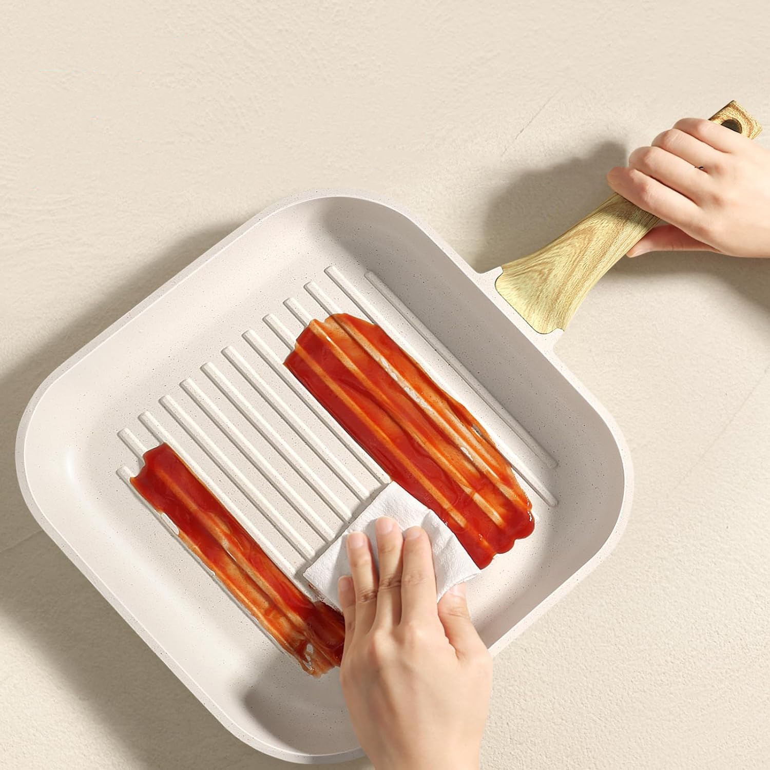 Premium Non-Stick Granite Frying Pan – Square Beef Steak Pan for Breakfast & Daily Cooking | Durable Granite Cookware Set