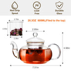 
Elegant glass tea kettle with removable filter
