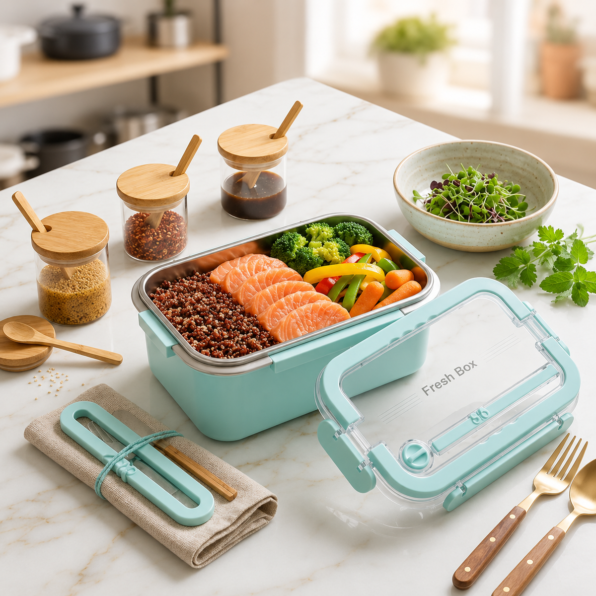 
Large Capacity 3300ml Stainless Steel Bento Lunch Box