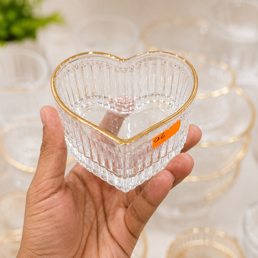 Heart-Shaped Glass Candy Jar and Dessert Bowl