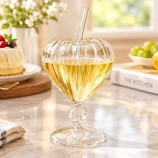 Heart-shaped drinking goblet with reusable straw from The Kitchen World
