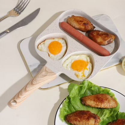 
Heart-shaped egg and pancake frying pan with three sections