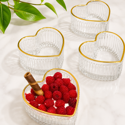 
Heart Glass Dessert Bowl for Wedding Table Decoration