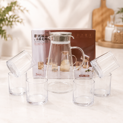 Heat-Proof Borosilicate Glass Jug Set 6 Piece
