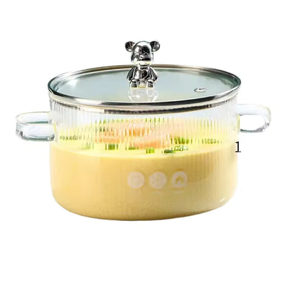 
Heat-resistant borosilicate glass cooking pot