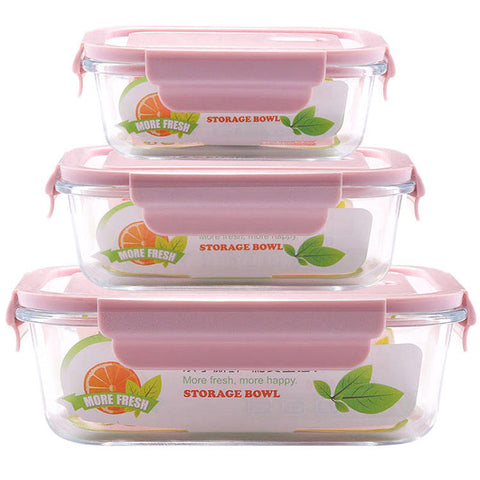 
Heat-resistant glass lunch box with airtight lid