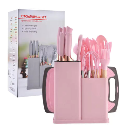 
Heat-resistant silicone cooking utensil set for non-stick cookware