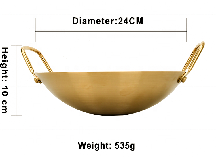 Heavy-duty 201 stainless steel cooking wok