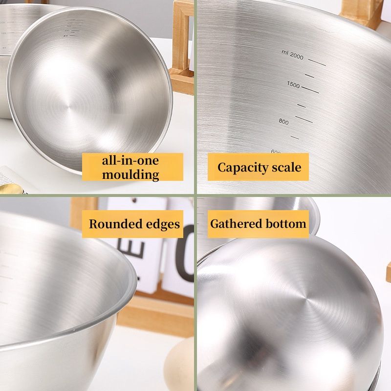 304 Stainless Steel Mixing Bowl with Scale – Large Capacity, Eco-Friendly Kitchen Bowl