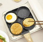 4-Hole Non-Stick Medical Stone Egg Frying Pan – Flat Bottom Breakfast Pan for Home Kitchen Cooking