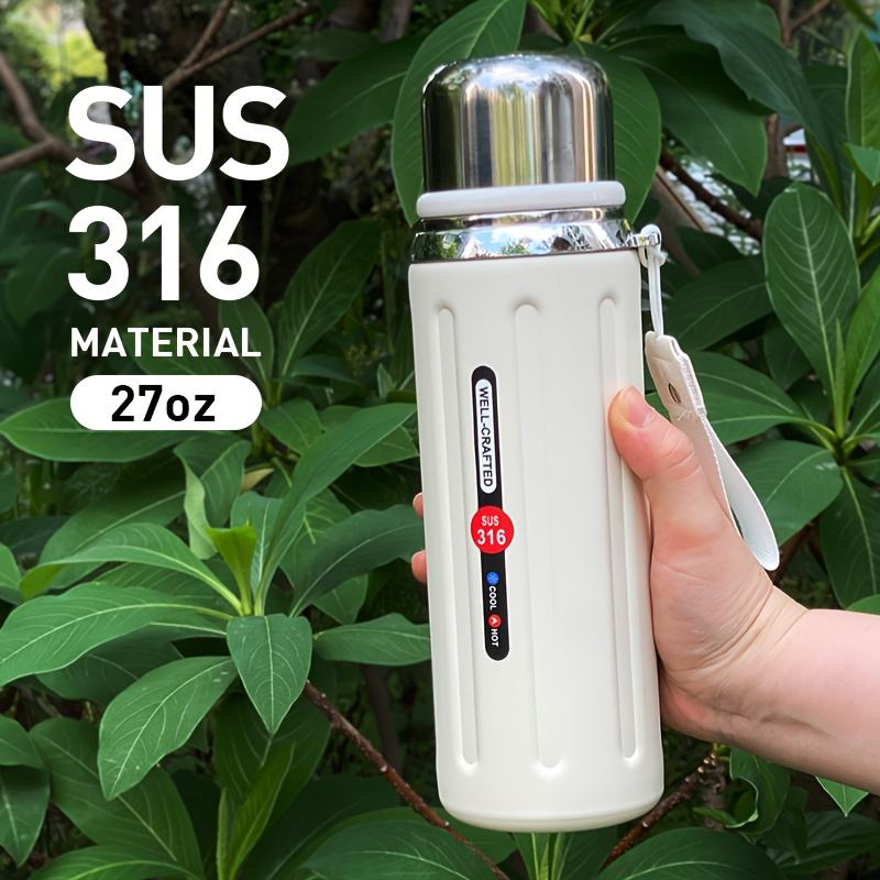 New Material 650ML SUS 316 Material Thermos Bottle Portable with Carrying Strap Outdoor Sports Roman Cup for Tea