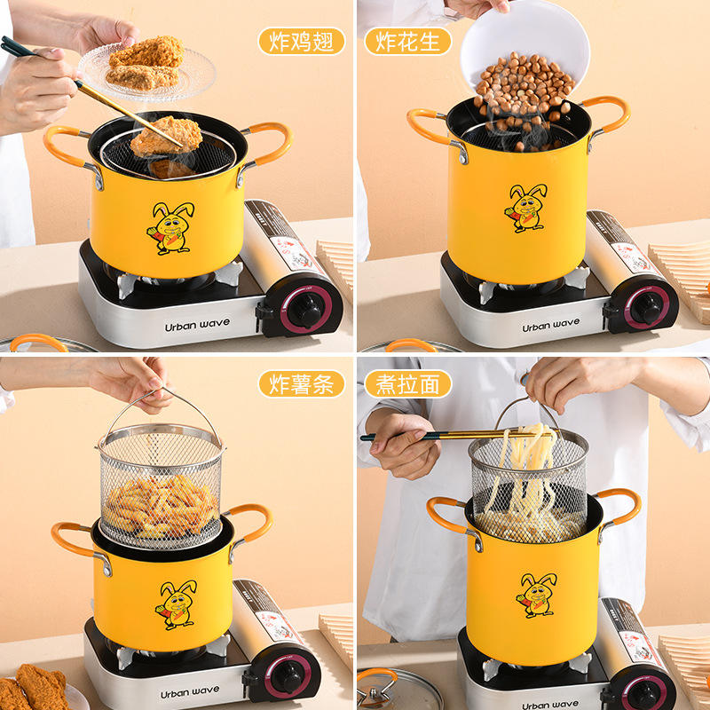 New Design Cooking Set Frying Pan Pots Deep Fryer Pot Kitchen Deep Frying Pot with Basket and Lid