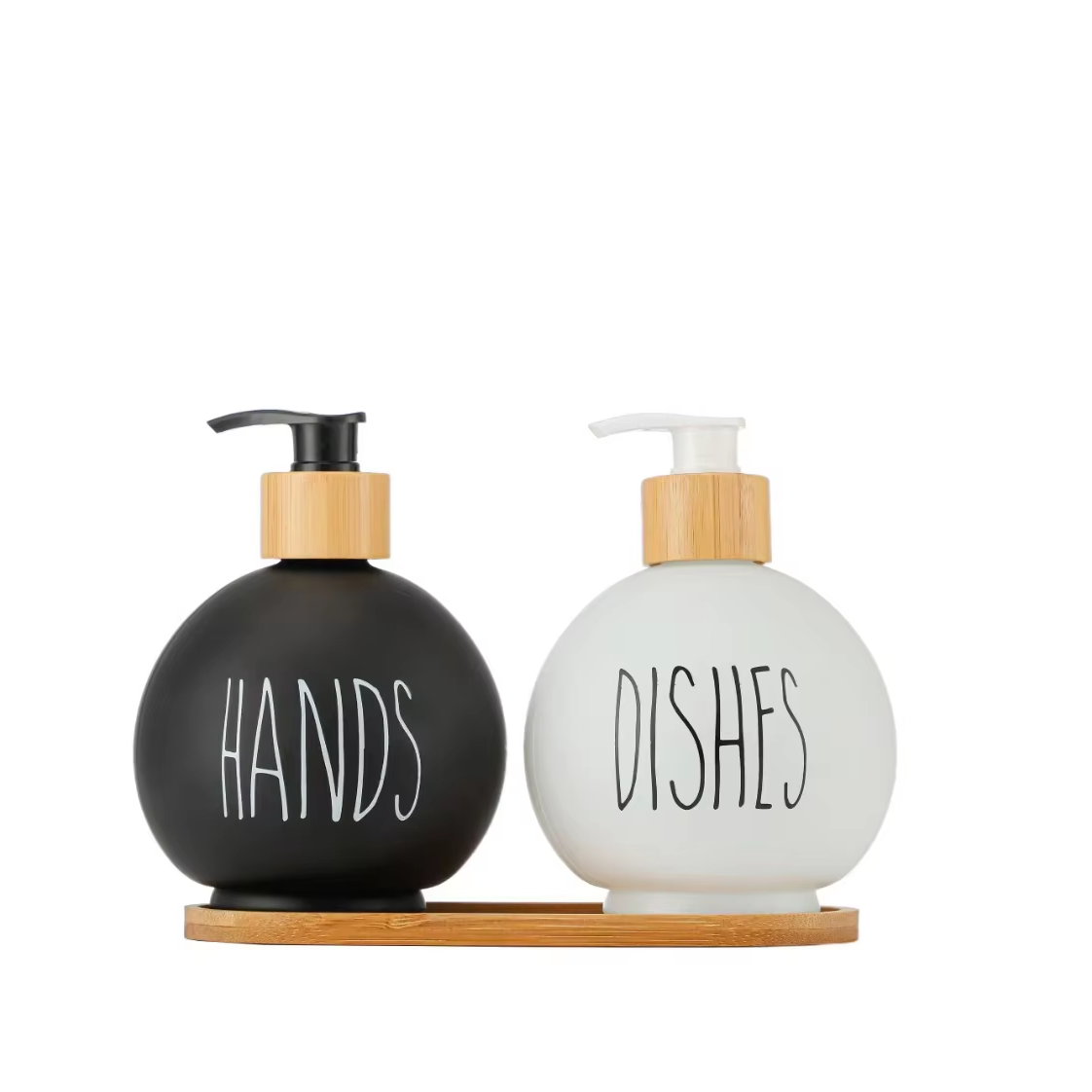 Round Glass Soap Dispenser Bottle – Kitchen Countertop Lotion &amp; Dish Soap Pump Bottle