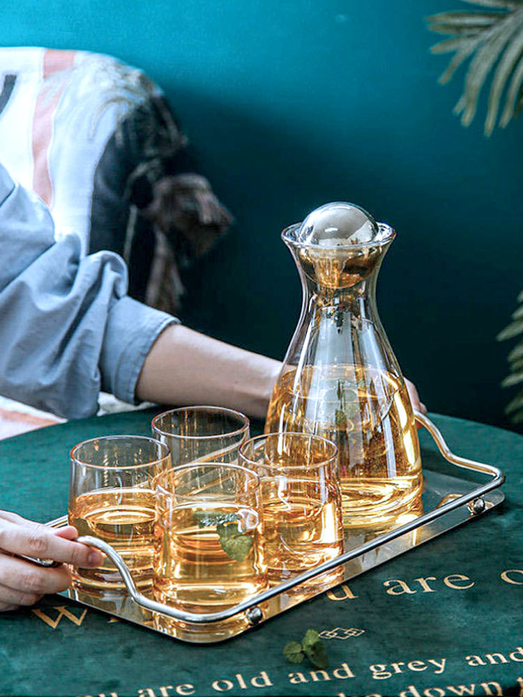 Water Pitcher Heat Resistant Glass Borosilicate Cold Water Jug With Cup Set