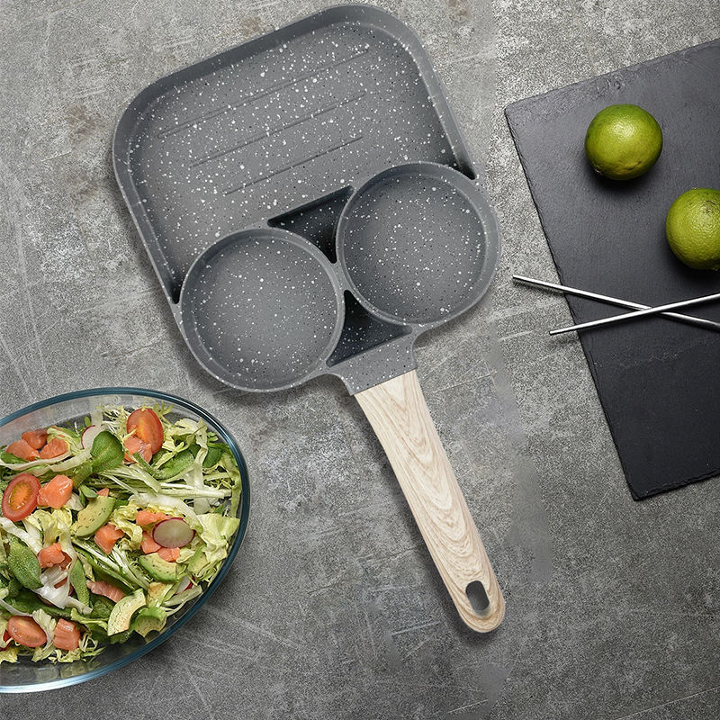 3 Hole Non Stick Breakfast Frying Pan Egg Burger Staute Pan Fried Bacon Sausage Skillet Mini Pancake