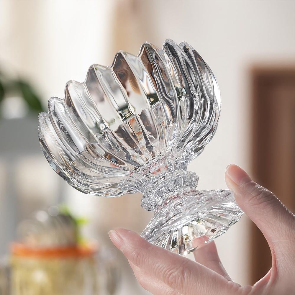 Japanese Simple Lotus Tall Glass – Creative Dessert Cup for Ice Cream, Milkshake & Fashion Desserts