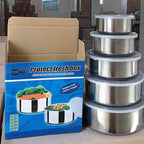 5 Pcs Modern Stainless Steel Warmer Set – Heatable Kitchen Hot Pot with Inner Lid | Casserole Food Storage Container