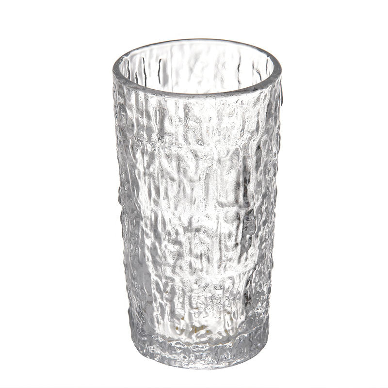 Customized Textured Floral Glass Tumbler Set – 6 Pcs | Premium Clear Drinking Glasses for Water, Juice & Tea