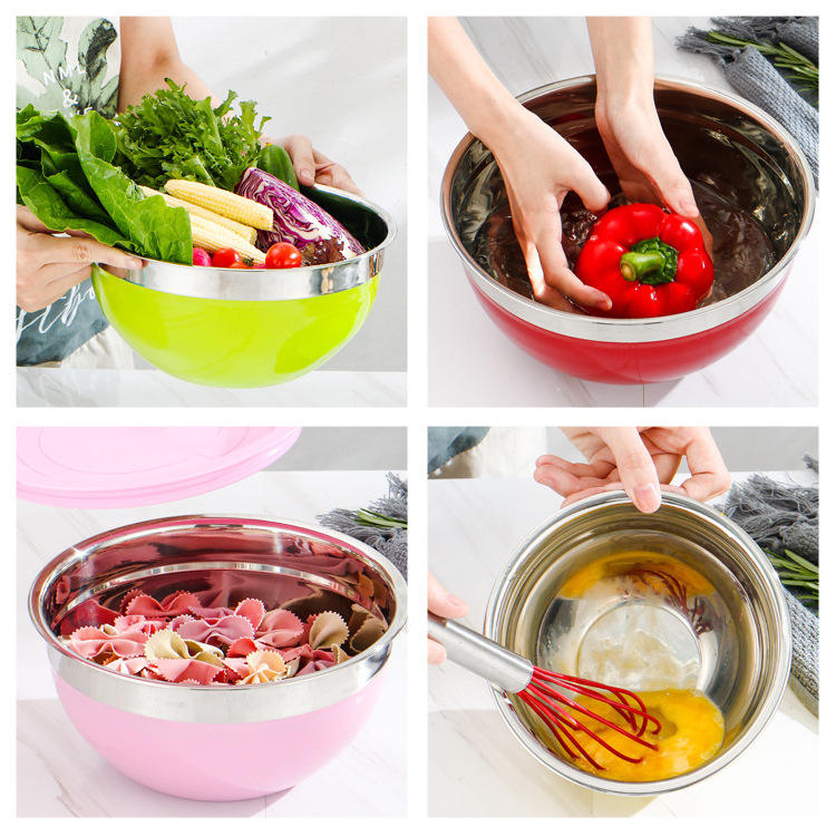 Stainless Steel Big Size Salad and Vegetable Mixing Bowl Set with Different Sizes