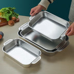 Supplier Rectangle Baking Pan Stainless Steel Food Serving Tray Without Lid