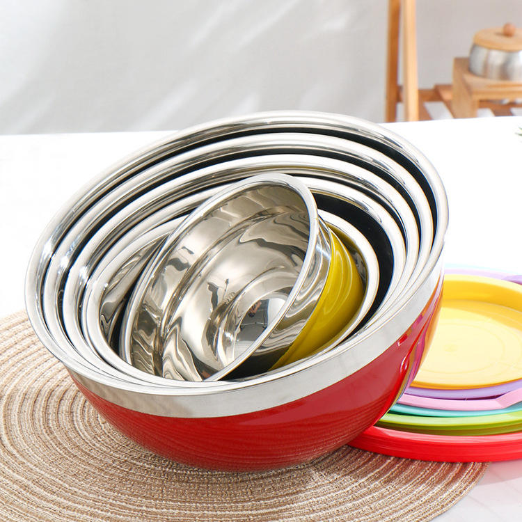 Stainless Steel Big Size Salad and Vegetable Mixing Bowl Set with Different Sizes