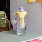 Cute Girls Cartoon Portable Drinking Bottle – Reusable School Plastic Water Bottle with Straw (Tomatodos De Agua / Gourde Enfant)