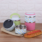 Customization Stainless Steel Round Lunch Box Colorful Design Tiffin Box 3 Layer Plastic Food Container