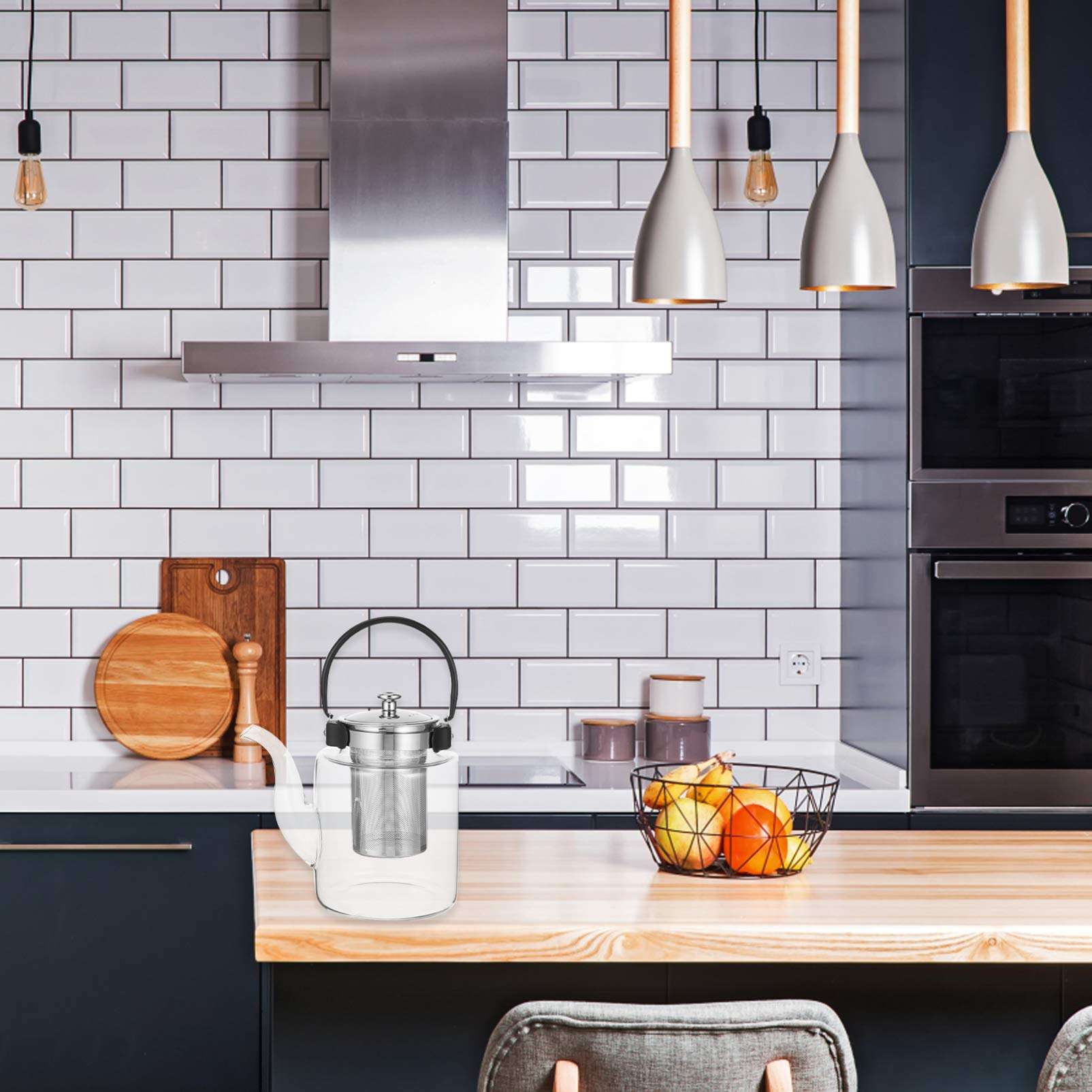 High Borosilicate Glass Teapot with Stainless Steel Infuser &amp; Handle – 800ml / 1200ml / 1500ml Large Capacity