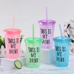 Double Plastic Straw Cups with Flat Lids – Colorful &amp; Fun