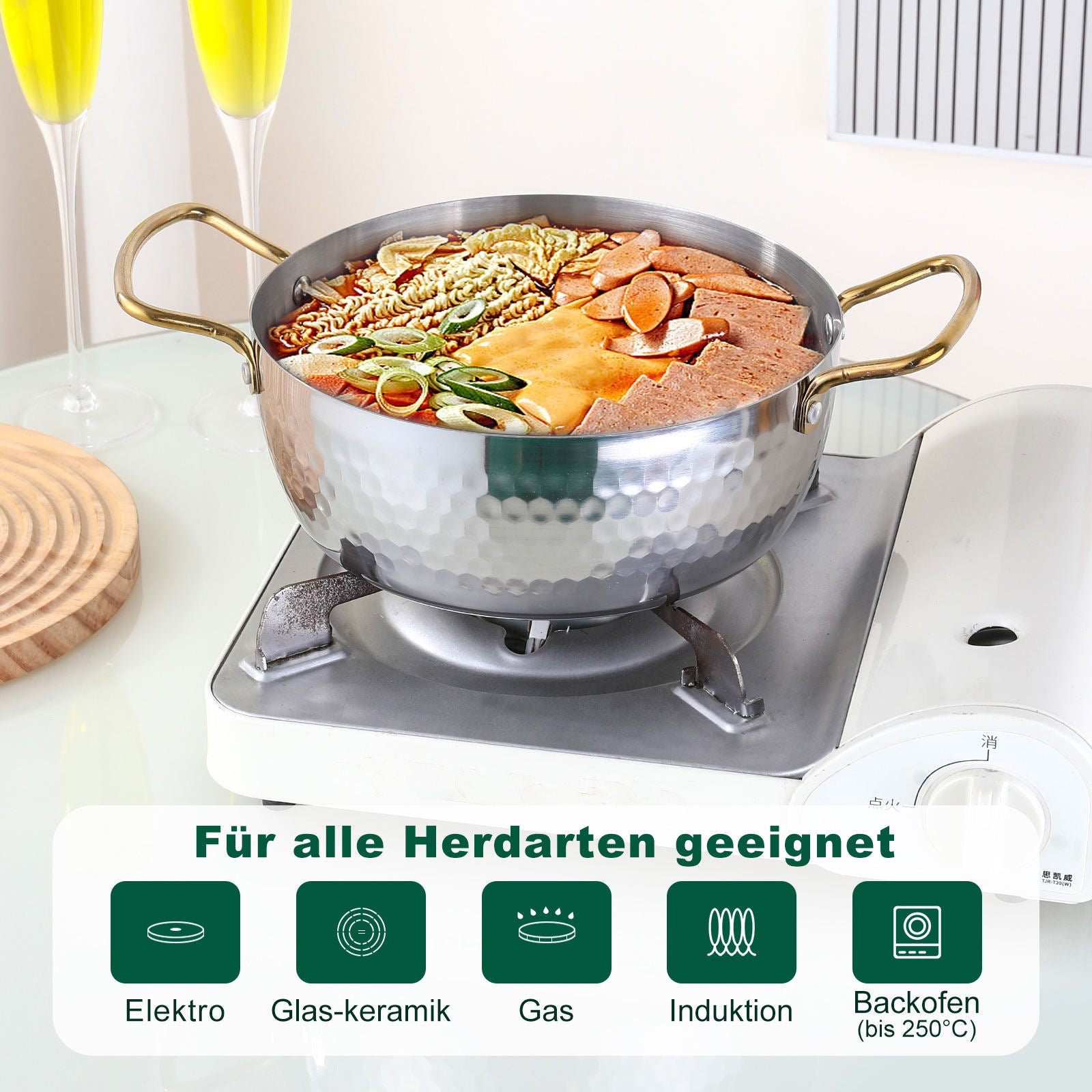 Korean Style Stainless Steel Soup Pot with Lid