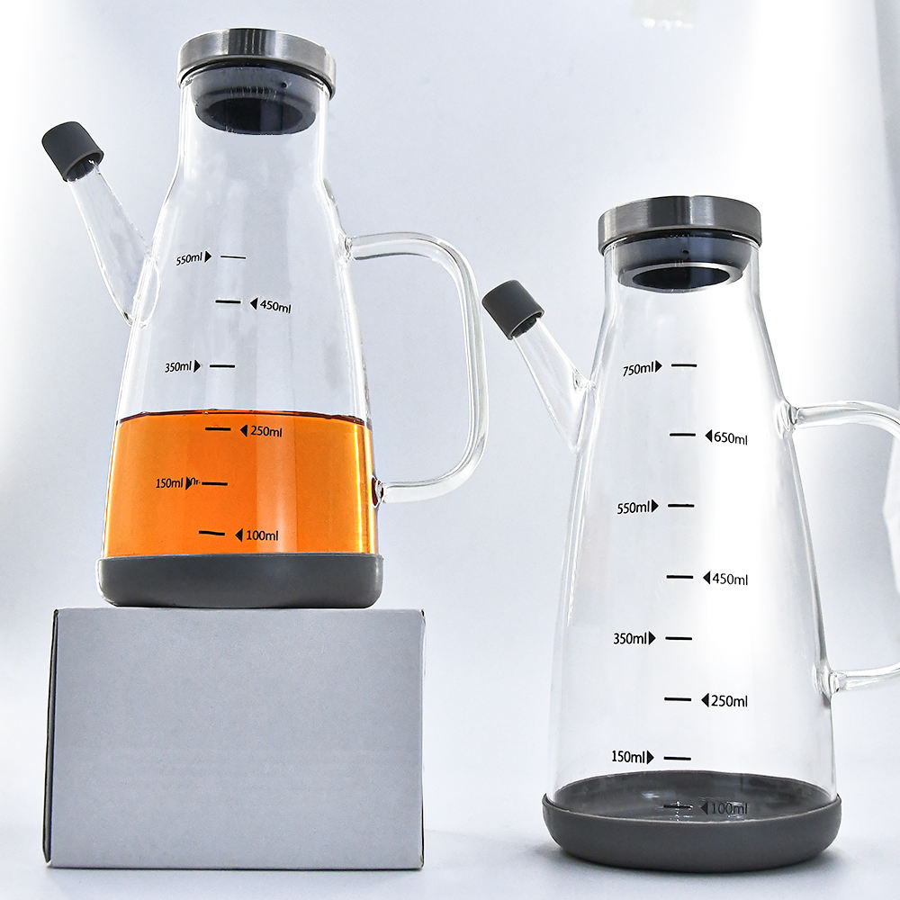 
Glass oil dispenser with secure stopper for kitchen