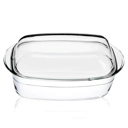 High borosilicate rectangular glass casserole dish with lid