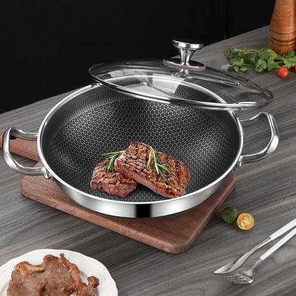 
Honeycomb textured stainless steel cooking wok
