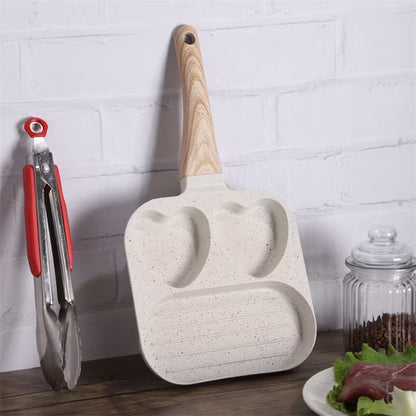 3-hole heart-shaped non-stick frying pan for breakfast