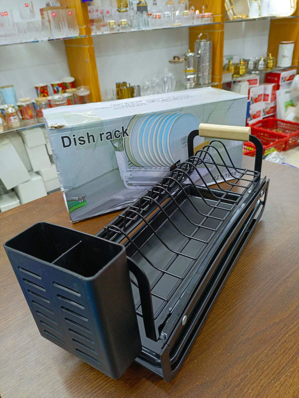 Plate Storage Rack | Dishes Storage Plate Rack - Drying Rack with Utensil Holder, Portable Kitchen Cabinet Dish Rack for Counter