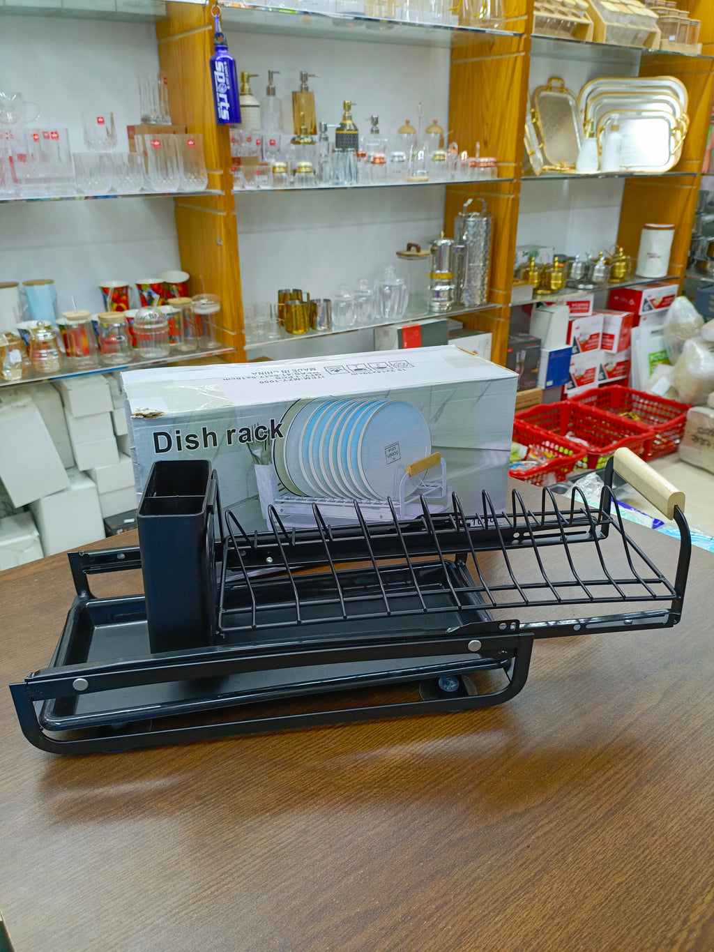 Plate Storage Rack | Dishes Storage Plate Rack - Drying Rack with Utensil Holder, Portable Kitchen Cabinet Dish Rack for Counter