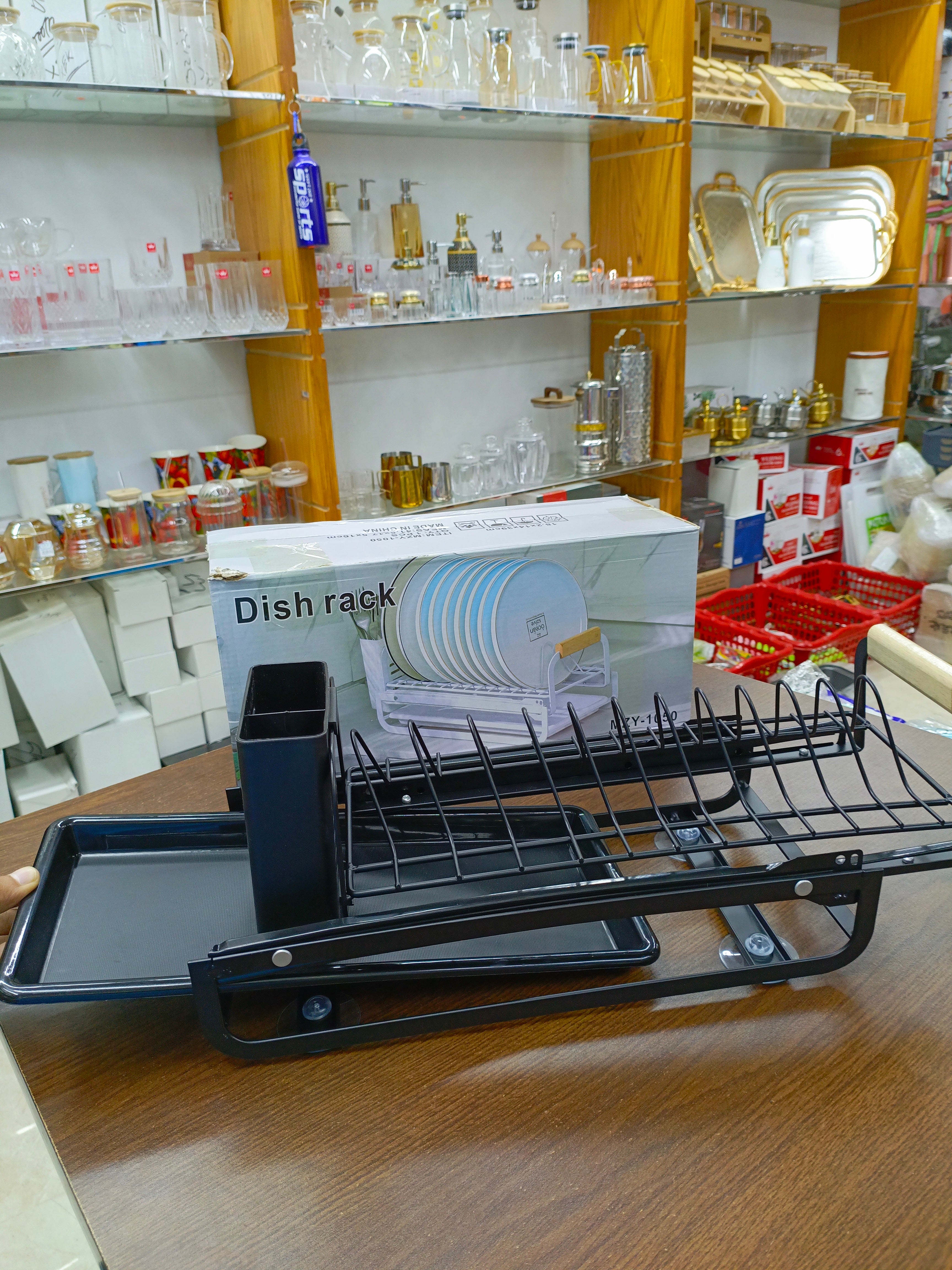 Plate Storage Rack | Dishes Storage Plate Rack - Drying Rack with Utensil Holder, Portable Kitchen Cabinet Dish Rack for Counter