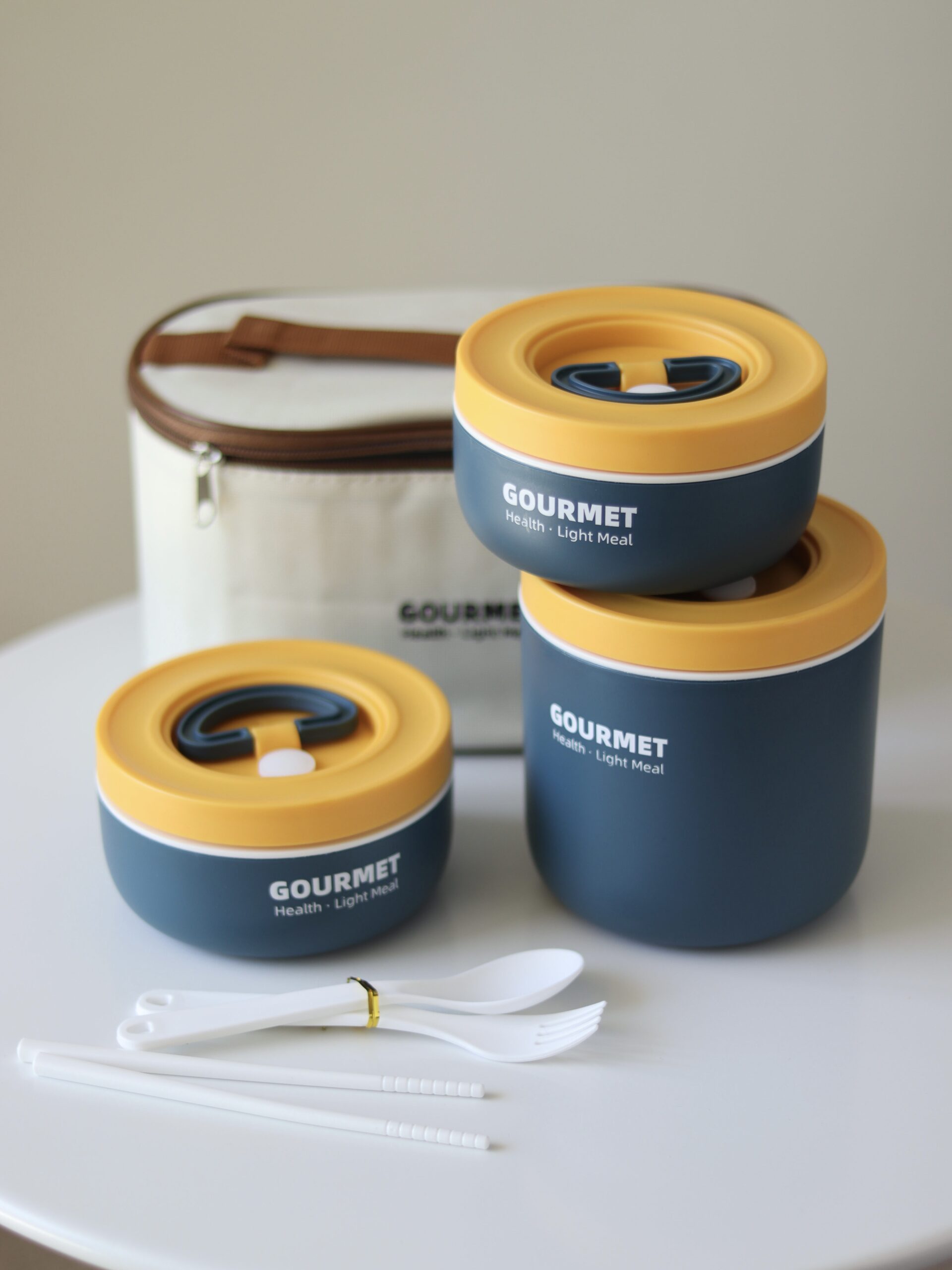 GOURMET 3pcs Stainless Steel Lunch Box – Durable, Safe & Travel-Friendly