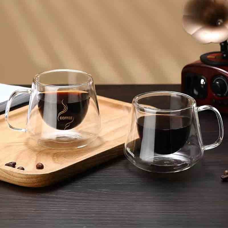 
Insulated clear glass coffee cup for espresso