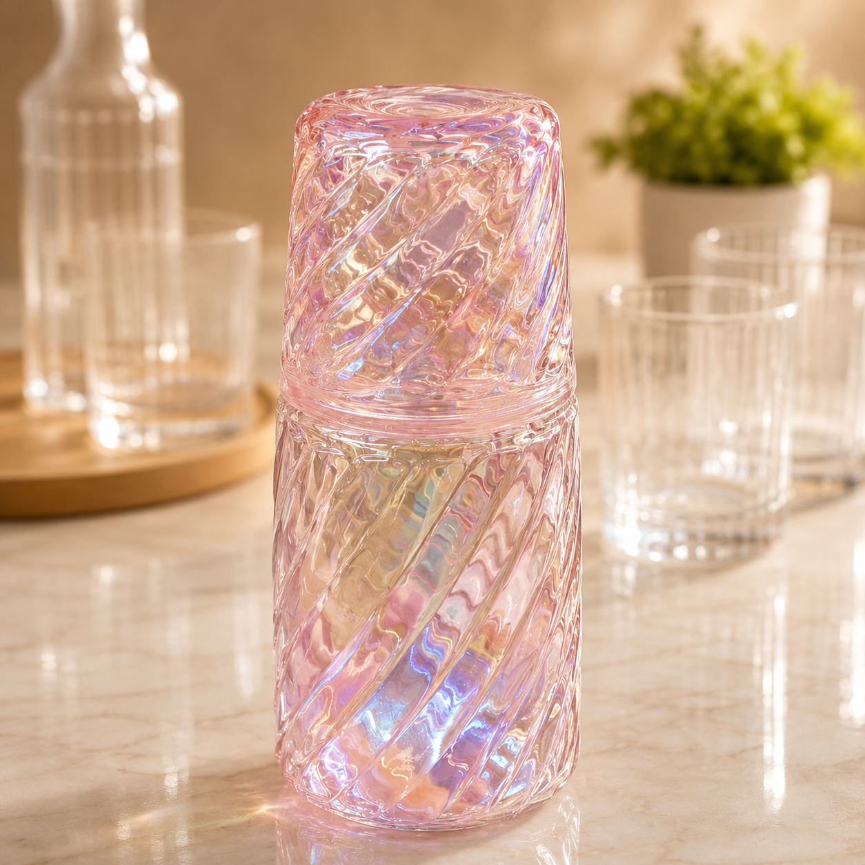 
Premium glass water bottle with removable drinking cup