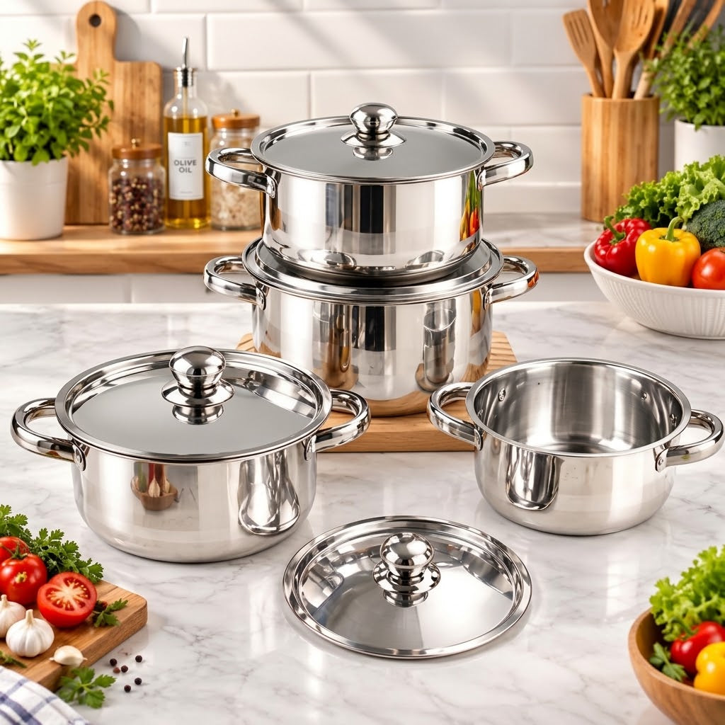 Kaisa Villa 12-Piece Stainless Steel Cookware Set | Induction & Gas Compatible
