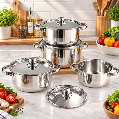 Kaisa Villa 12-Piece Stainless Steel Cookware Set | Induction & Gas Compatible