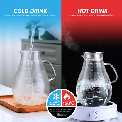 Large capacity borosilicate glass beverage jug