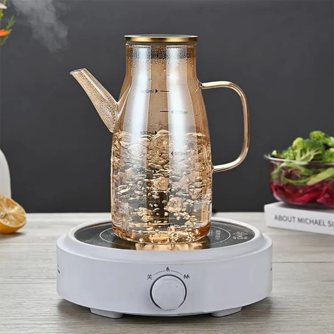 
Large capacity clear glass oil pot for kitchen