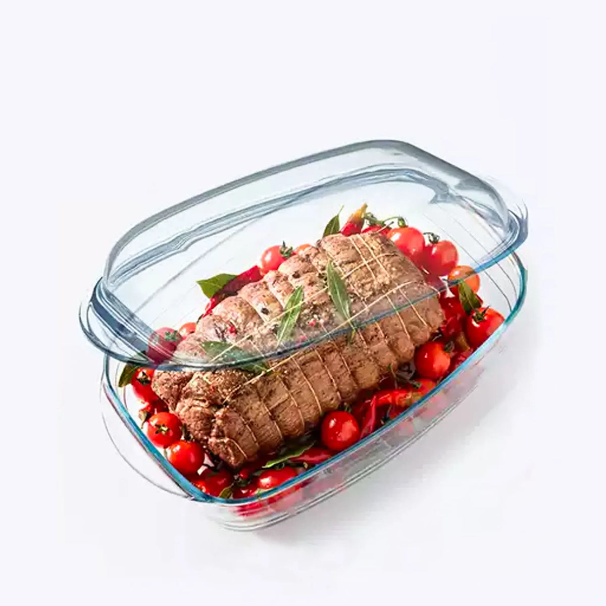 
Large oven-safe glass baking dish with glass lid