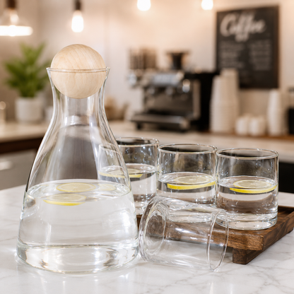 Heat Resistant Borosilicate Glass Water Pitcher with Cup Set | Glass Cold Water Jug with Lid
