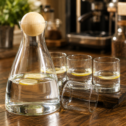 Heat Resistant Borosilicate Glass Water Pitcher with Cup Set